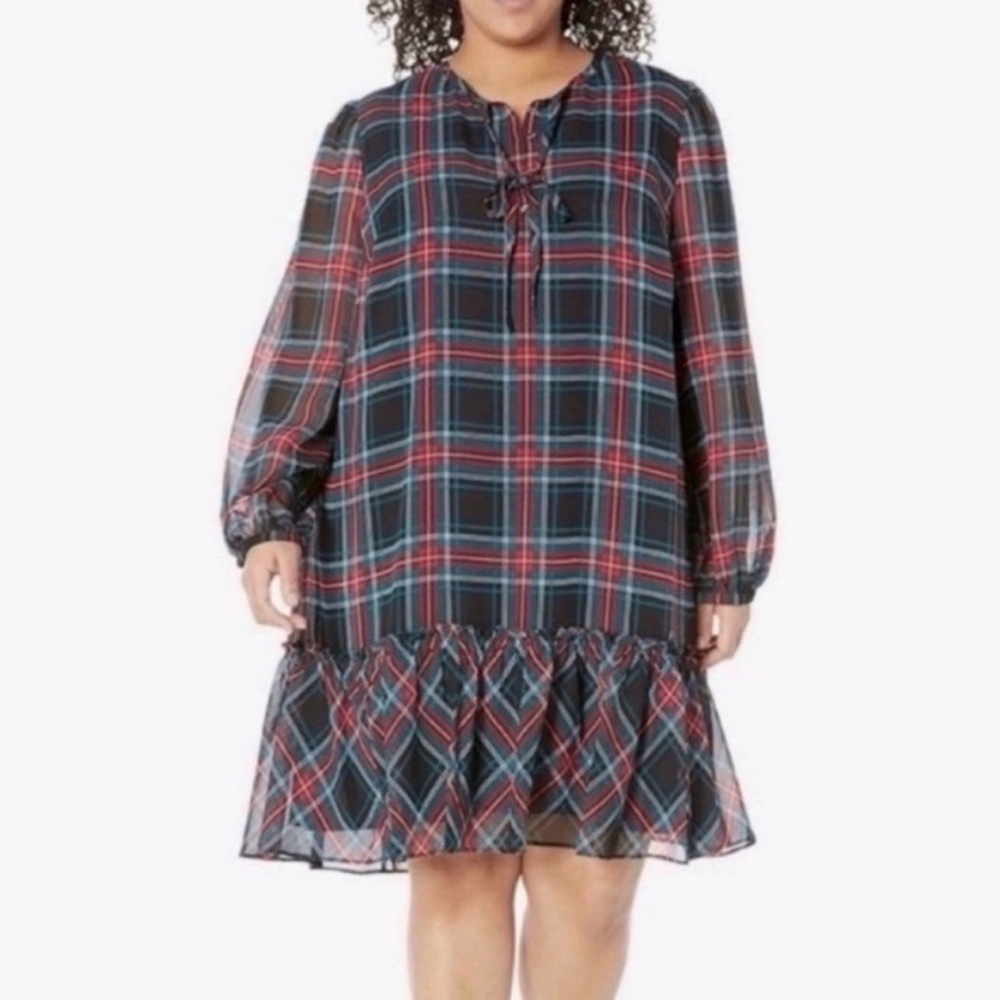 Draper James Holiday Preppy Plaid Flounce Skirt Shift Dress - Tartan - XL - NWT